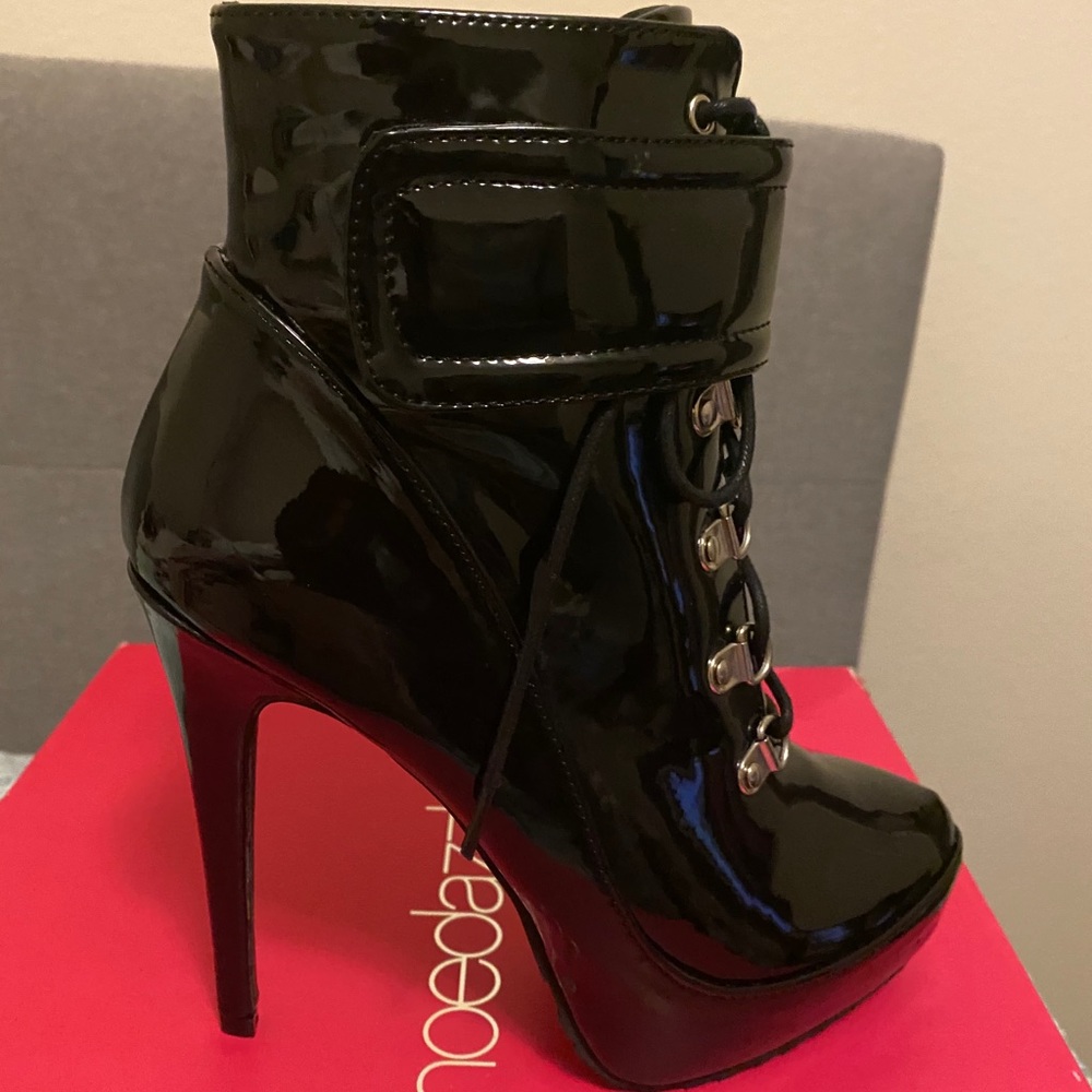 Patent leather boot
